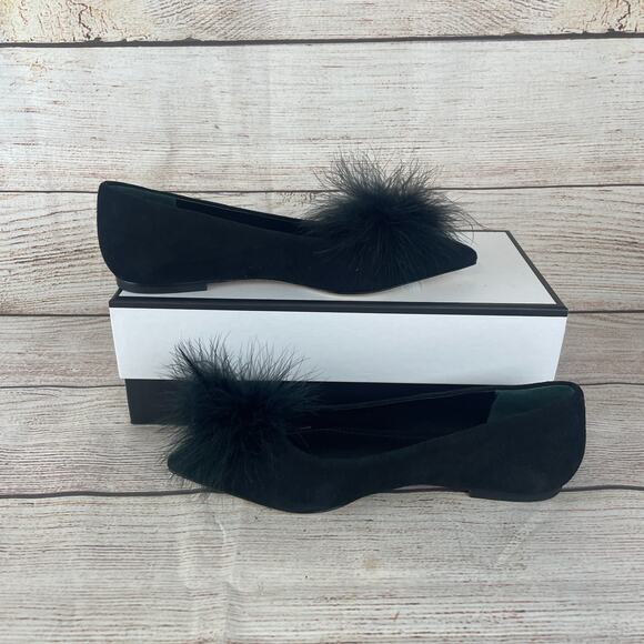 Larroude Lee Pompom Womens Sz 6.5 Flats Black - Picture 2 of 12